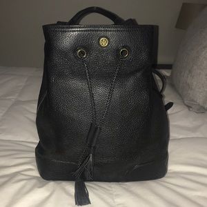 Black leather Tory Burch back pack